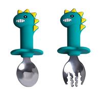 VENTDOUCE Argenterie pour Enfants | Nouveauté Toddler Fourchettes Cuillères en Acier Inoxydable | Adorable Dinosaure poignée ustensiles pour Tout-Petits Couverts sûrs pour Enfants