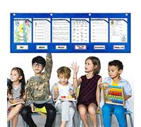 VENTDOUCE Organiseur mural pour classe - Tableau poche rangement horizontal avec étiquettes | Organiseur papier scolaire pour la maison avec 6 poches transparentes pour enseignants et étudiants
