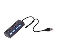 VENTDOUCE Répartiteur USB | Adaptateur d'extension USB 2.0 à 4 ports avec indicateur individuel et interrupteur | Petite prise Plu and Play pour PC, clé USB, etc
