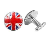 Vente chaude Allemagne Canada Royaume-Uni Écosse France Angleterre Drapeau Américain Argent Cristal Convexe Hommes Cadeau Boutons de manchette Bijoux Chemise Bouton