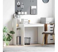 (Vente chaude) - BUREAU Blanc KENNETH - 1 PCS - Table d'écriture avec étagère Blanc 100 x 40 x 90 cm Bois d'ingénierie7229