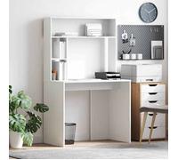 (Vente chaude) - BUREAU Blanc KENNETH - 1 PCS - Table d'écriture avec étagère Blanc 91 x 50 x 149 cm Bois d'ingénierie9808