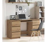 (Vente chaude) - BUREAU Brun KENNETH - 1 PCS - Table d'écriture chêne artisanal 140x50x77 cm bois d'ingénierie2313