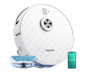 [Vente de liquidation - 91,99 € avec livraison gratuite le lendemain] Aspirateur robot Tesvor S8Pro avec fonction de nettoyage - Robot aspirateur 8000 Pa 3-en-1 aspirateur robot + navigation LiDAR + 2