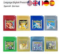 Vente en gros ^^21 styles de cartouches de jeu Pokémon 16 bits GBC Rouge Bleu Vert Or Argent Cristal Version française/espagnole/allemande/anglaise Pokemon Yellow FRA