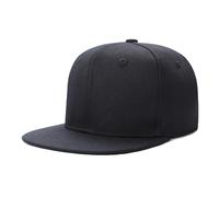 Vente en gros Flat Bill Visor Classic Snapback Chapeau Blank Réglable Bord Haut de Gamme Tendance Couleur Style Uni Casquette de Baseball, Noir , M-3XL