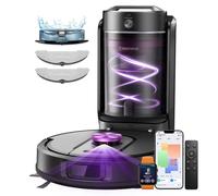 [Vente flash - 189,99 € avec livraison gratuite le lendemain] Aspirateur robot laveur Vexilar W15 avec station d'accueil de vidage automatique sans sac à multi-cyclones, aspiration 10 000 Pa, navigati