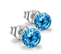 vente flash du jour et soldes Boucles d’oreilles en argent Sterling 925 pour dames, hypoallergéniques colorés cristaux étincelants de 6mm épingles d’oreille en diamant