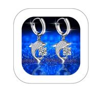 vente flash du jour et soldes Boucles d’oreilles tempérament féminin mode boucles d’oreilles en forme de coeur blanc cuivre dauphin eau goutte boucle d’oreille de femmes Full diamant mi-longueur