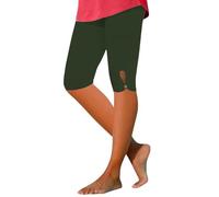 Vente Flash du Jour Et Soldes Été Sexy Pantalon Sport Femme de Course Plumi 3/4 Grande Taille a Compression Vert armée Amincissant Legging Danse Leggings Cycliste Coton Femme Vert armée L