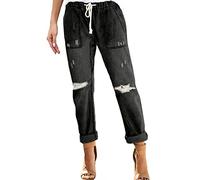 Vente+Flash+du+Jour+Et+Soldes Pantacourt Femme Été Jeans Jean Large Taille Elastique Amincissant Haute 34 Coupe Droite Straight Basic Cargo Noir Droit Pantalon Equitation Basse Bootcut