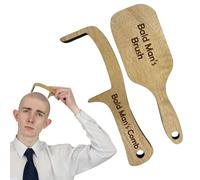 vente flash du jour et soldes Peigne cadeau pour homme chauve cadeau blague pour la perte de cheveux des hommes drôle brosse de peigne sans cheveux en bois et jeu de cadeau sans dents peigne