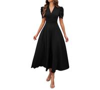Vente Flash du Jour Et Soldes Robe Ceremonie Femme Sequin Leger Robe Couleur Uni Robe Chemise Longue Femme Sport Doux Ete Robe Club Libertin Funky Vêtements Lightweight Pas Cher Noir L
