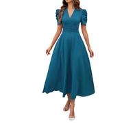 Vente Flash du Jour Et Soldes Robe Longue Femme Couleur Uni Leger Deguisement Taille Haute Robe De Plage Plage Ample Ete Robe Jour De L'an Femme Grande Taille Robe 2025 Printemps Bleu Royal XL