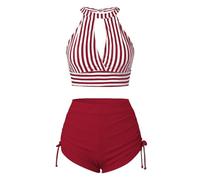 Vente Flash Maillot De Bain Gainant Ventre Plat Rembourré Push Up Sexy Ensembles Maillot De Bain Minimiseur De Poitrine Outdoor 2025 Ete Couleur Uni Sport Maillot De Bain Tanga Rouge XL