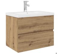 VENTE-FLASH Meuble lavabo - Meuble d'évier/grand espace - avec bassin et robinet intégrés chêne artisanal @7998211