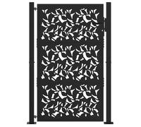 VENTE-FLASH Portail de jardin noir 100x150 cm en acier avec motif feuille,avec manuel de montage（68692849）VIDAXL