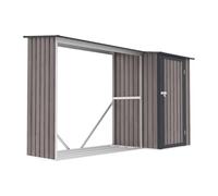 Vente-unique - Abri bûches métal avec rangement en acier galvanisé 3,49 m3-2.5 stéres - L282 x P109 x H168 cm - DORWOOD