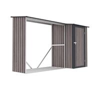Vente-unique-Abri bûches métal avec rangement en acier galvanisé 3,49 m3-2 stères - L282 x P109 x H168 cm - DORWOOD