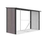 Vente-unique - Abri bûches métal en acier galvanisé effet bois 5,78 m3-7 stéres - L302 x P119 x H190cm - VARWOOD