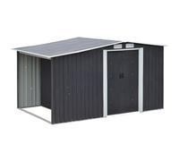 Abri de jardin métal avec abri bûche en acier galvanisé gris 6,7 m² LERY