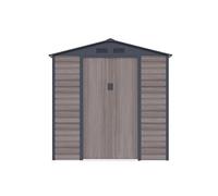 Vente-unique-Abri de Jardin métal en Acier galvanisé Effet Bois Gris 4,15 m² - ADELMO