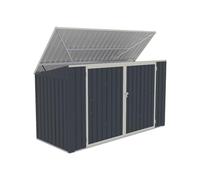 Abri pour poubelle triple en acier galvanisé gris anthracite - L237 x P101 x H131 cm - ILARIO