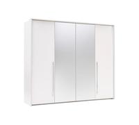 Vente-unique - Armoire 2 Portes - avec Miroir et LEDs - L255 cm - Blanc - INGINA