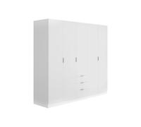Vente-unique - Armoire 5 Portes et 3 tiroirs - L202 cm - Blanc - LISTOWEL