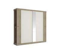 Armoire 2 portes coulissantes - Avec miroir - L231cm - Coloris : Naturel et ivoire - ADALRIK II