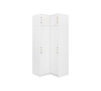 Vente-unique - Armoire d'angle 2 Portes - L115 cm - Blanc + Réhausse - Lizandro
