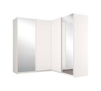 Vente-unique - Armoire d'angle 4 Portes - avec Miroir - L211 cm - Blanc - LEDORMA