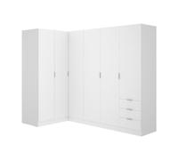 Vente-unique - Armoire d'angle 6 Portes et 3 tiroirs - L213 cm - Blanc - LISTOWEL