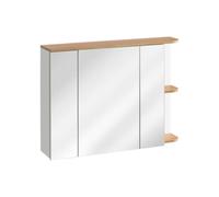 Vente-unique-Armoire Murale de Salle de Bain avec miroirs - Coloris Naturel Clair et Blanc - 94 cm - ANIDA