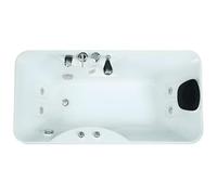 Baignoire balnéo - 150 x 75 x 54,5 cm - Blanche - Angle gauche - 1 place - 140 L - GAVINO