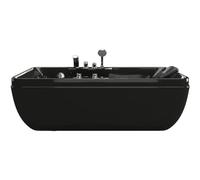 Vente-unique - Baignoire balnéo - 150 x 75 x 54,5 cm - Noire - Angle gauche - 1 place - 140 L - GAVINO