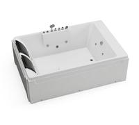 Vente-unique - Baignoire balnéo - 182 x 122 x 62 cm - Angle gauche - 2 places - 515 L - THALASSA