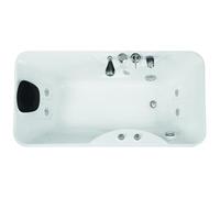 Vente-unique - Baignoire balnéo blanche - 1 place - 140L - 150 x 75 x 54,5 cm - Angle droit - GAVINO