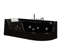 Vente-unique - Baignoire balnéo vitrée - 170 x 80 x 57cm - Noir - Angle gauche - 1 place - 263 L - ARIA