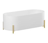 Vente-unique - Baignoire îlot ovale avec pieds dorés - 160 x 73,5 x 59 cm - Blanche - ALONSA