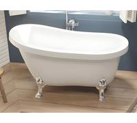 Vente-unique - Baignoire îlot rétro avec pieds de lion argentés - 200 L - 145 x 74 x 77 cm - Blanche - NISOS II