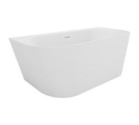 Vente-unique - Baignoire semi îlot - 160 x 75 x 58 cm - Acrylique - Blanc mat - 230 L - AMOBIA