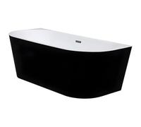 Vente-unique - Baignoire semi îlot - 245L - 170 x 75 x 58 cm - Noir brillant - Acrylique - DIVINA