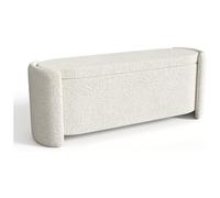 Vente-unique - Banc Coffre - Tissu Bouclette - Blanc cassé - FUNOMI