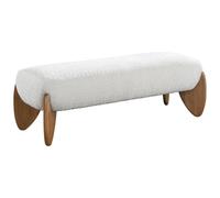 Vente-unique - Banc en Tissu Bouclette - Blanc et Naturel - GAMURA