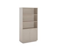 Vente-unique - Bibliothéque avec 2 Portes et 3 niches - Beige et doré - VALONIRO