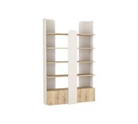 Bibliothèque avec 2 portes et 4 étagères - Beige et naturel - SARIOBA