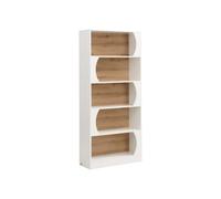 Vente-unique - Bibliothéque avec 5 niches en MDF - Blanc et Naturel Clair - FARENZA