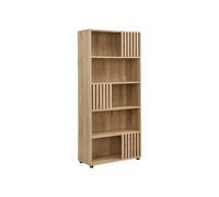 Bibliothèque avec 5 niches en MDF - Naturel clair - GLIANA