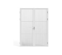 Vente-unique - Bloc porte réversible à deux battants en aluminium et verre trempé texturé - 2 x H204 x L73 cm - Blanc - MASERU